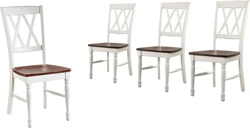 Vista 10 de Crosley Furniture Shelby - Juego de 4 sillas de comedor con respaldo en X de madera tradicional, sillas de cocina, color verde azulado envejecido