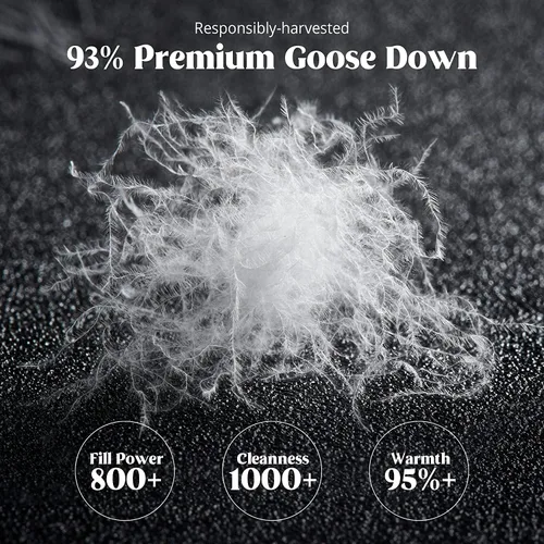 Vista 3 de Puredown® Edredón de plumón de ganso tamaño Twin 800 de poder de relleno, 100% algodón para todas las estaciones, inserto de edredón de 700 hilos