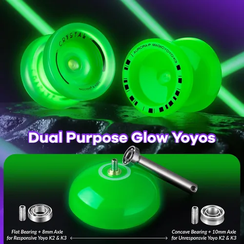 Vista 5 de MAGICYOYO Fingerspin - Yoyo que brilla en la oscuridad, Yoyo de doble propósito sensible y no sensible para niños de 8 a 12 años, yoyos