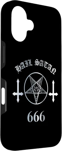 Vista 3 de iPhone 16 Upside Down Cross Satanic Pentagram Hail Satan 666 Case