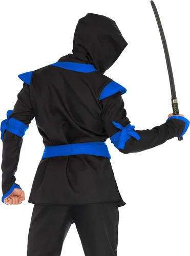 Vista 4 de Leg Avenue Men's 5 Pc Ninja Costume with Shirt, Pants, Belt, Face Mask, Hood