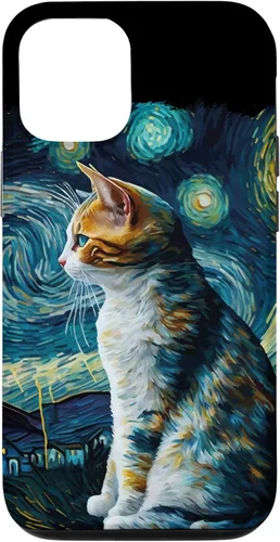 Vista 28 de Lindo Van Gogh Starry Night Cat Calico Cat Lover - Carcasa divertida para iPhone 17