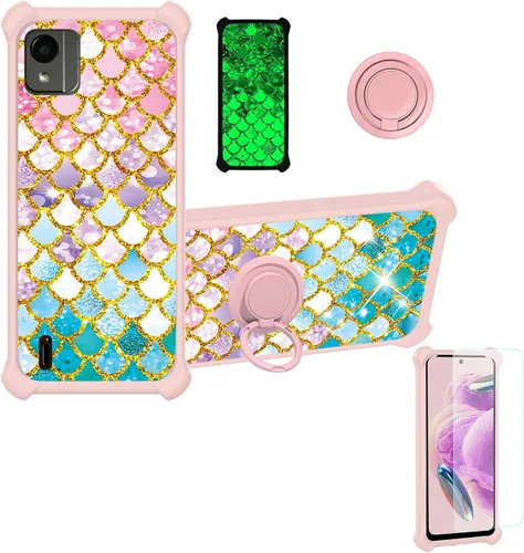 Vista 13 de jioeuinly Cricket Ovation 2 - Funda compatible con AT&T Maestro Max (2021) con protector de pantalla de vidrio templado, policarbonato duro +