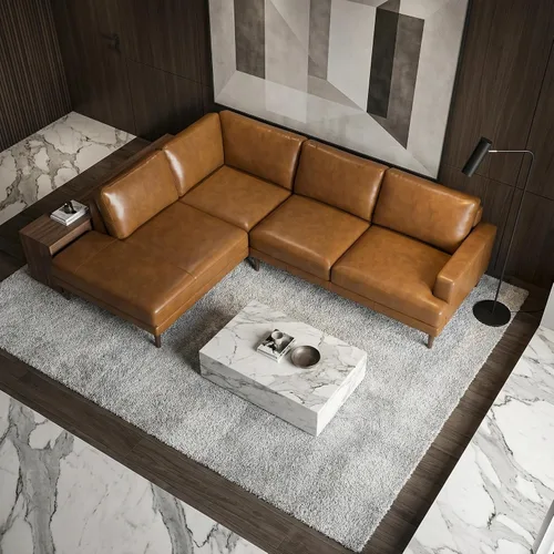 Vista 9 de Anthony - Sofá modular esquinero con orientación izquierda, sofá modular en forma de L de 4 asientos, sofá moderno tapizado suave para sala