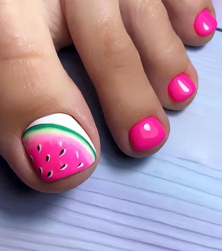 Vista 8 de Uñas postizas a presión para los dedos, color rosa intenso, color sólido, para verano, uñas postizas, kit de pedicura para mujeres, 28 piezas