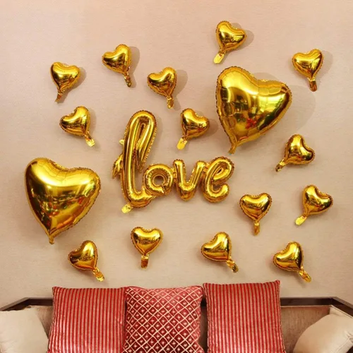 Vista 2 de Gran Banner de Globos de Oro de Lámina de Amor, Globos de Letras de Lámina de Mylar de 42 Pulgadas de Oro para Decoraciones de Boda, Día de San
