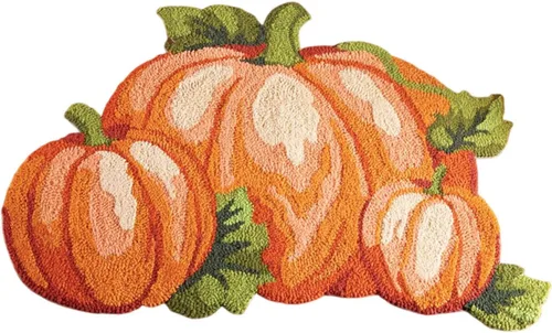 Vista 3 de Alfombra de calabaza de Acción de Gracias, 31 x 22 pulgadas, antideslizante, lavable, tapete de bienvenida de otoño, bonito tapete de otoño