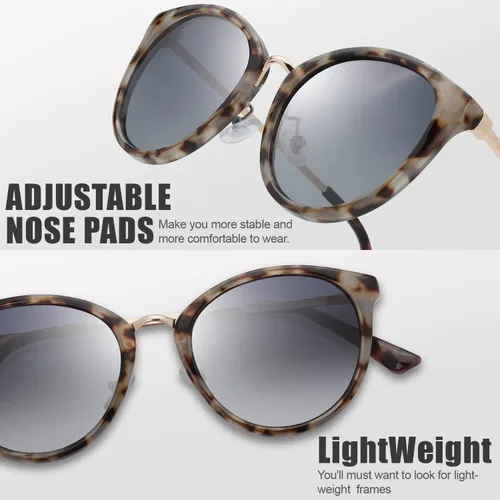 Vista 3 de The Fresh Gafas de sol polarizadas estilo redondo clásico con punta puntiaguda vintage de moda FR16124P