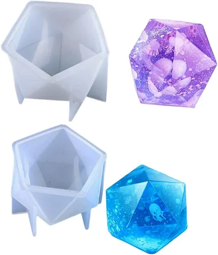 Vista 4 de 2 moldes de resina de gemas, moldes de silicona de piedras de cristal para resina, moldes de resina epoxi de cuarzo geométrico, manualidades, velas