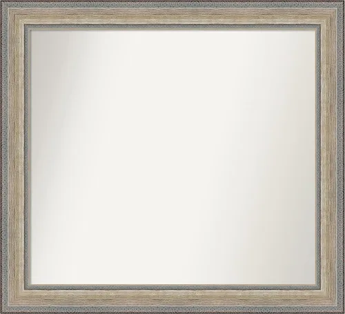 Vista 56 de Amanti Art Espejo de baño plateado para sobre el fregadero, 28 x 37 pulgadas, elegante espejo rectangular de peltre cepillado, marco de madera