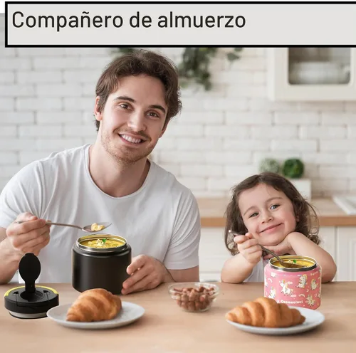 Vista 8 de Termo de 11.8 oz para Alimentos Calientes, Termo para Sopa de Acero Inoxidable, Contenedor de Comida Caliente con Cuchara Plegable, Tapa Abatible