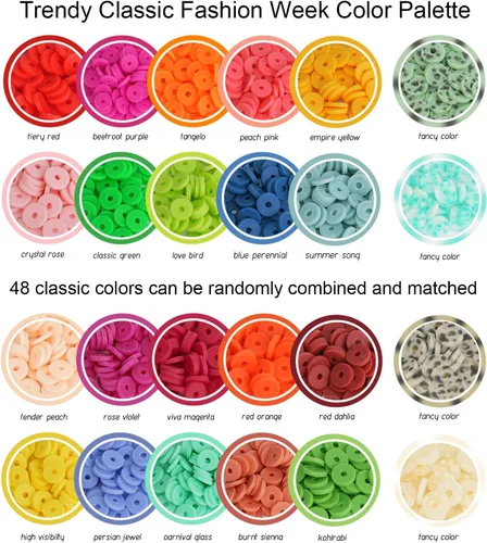 Vista 3 de JQEEYGV Kit para hacer pulseras 3 cajas - 11,000 piezas de cuentas de arcilla - 48 colores de moda de cuentas para kit de pulseras de amistad