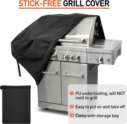 Vista 6 de Arcedo Funda de parrilla de 55 pulgadas para parrilla al aire libre, cubierta impermeable resistente a la decoloración, cubierta de parrilla de gas