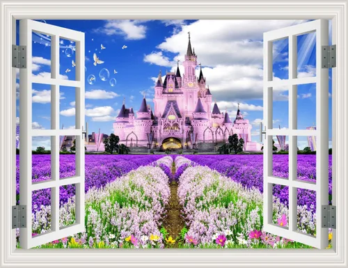 Vista 22 de Pintura autoadhesiva 3D, calcomanías de pared falsas para ventana, isla tropical con palmeras, mural de pared, vista de ventana, decoración de pared