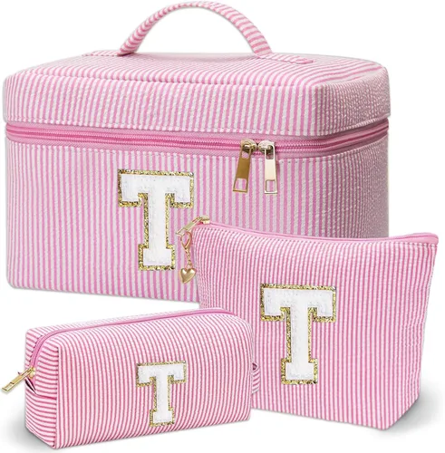 Vista 40 de Bolsa de maquillaje Adoryoung 3 piezas rosa+azul, Azul, A