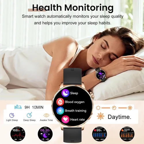 Vista 5 de Relojes inteligentes para mujer, reloj inteligente de 1.27 pulgadas (respuesta/hacer llamadas) compatible con teléfonos iPhone/Android, reloj