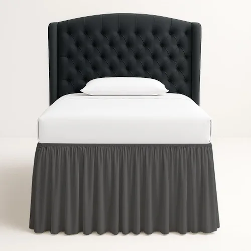 Vista 16 de Cottingon Falda de cama con volantes y esquinas divididas, volantes en polvo, caída de 12 pulgadas, 100 % microfibra, aspecto suave, brillante