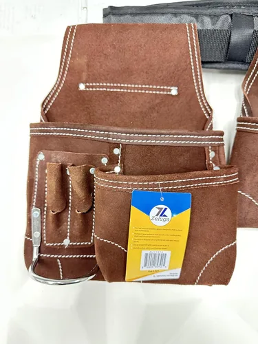 Vista 2 de Zeluga 20-119 11 Pocket Rigger Kit de bolsa de herramientas de cuero resistente, marrón