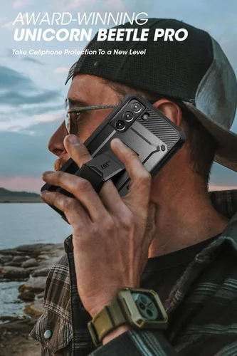 Vista 7 de SUPCASE Unicorn Beetle Pro Series - Funda diseñada para Samsung Galaxy S21 FE 5G (versión 2022), funda resistente de doble capa y función atril