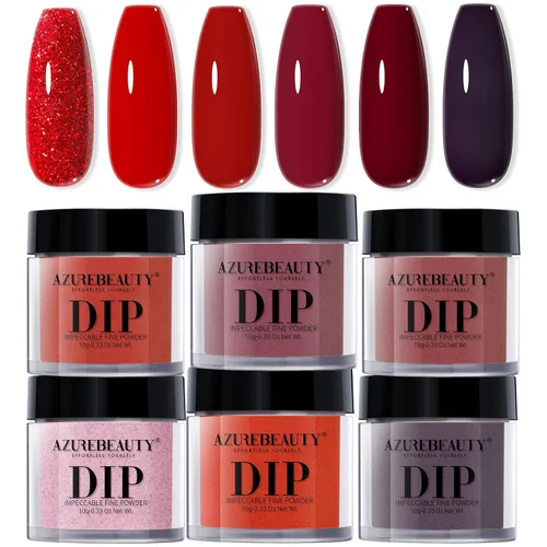 Vista 16 de AzureBeauty Juego de uñas en polvo de inmersión, 6 colores marrón nude, tonos de piel, polvo de inmersión natural, arte de uñas francés, salón