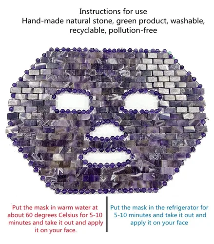 Vista 6 de Juego de máscaras faciales de jade natural con piedra de jade antienvejecimiento para dormir con máscara de ojos y rodillo de jade y Gua Sha Beauty