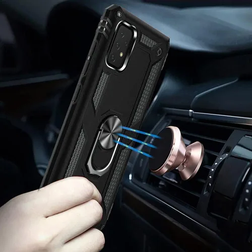 Vista 3 de TJS Funda compatible con Samsung Galaxy A23 5G 4G, con protector de pantalla de vidrio templado, soporte magnético de anillo de metal, protector