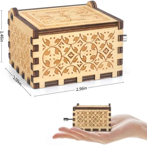 Vista 4 de Caja de música de manivela grabada, caja de música
