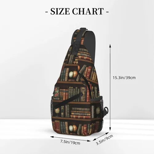 Vista 2 de Small Crossbody Bags for Women Men - Vintage Bookshelves Print Adjustable Shoulder Bag Fanny Packs Belt Sling Bag Crossbody Purses Backpack for