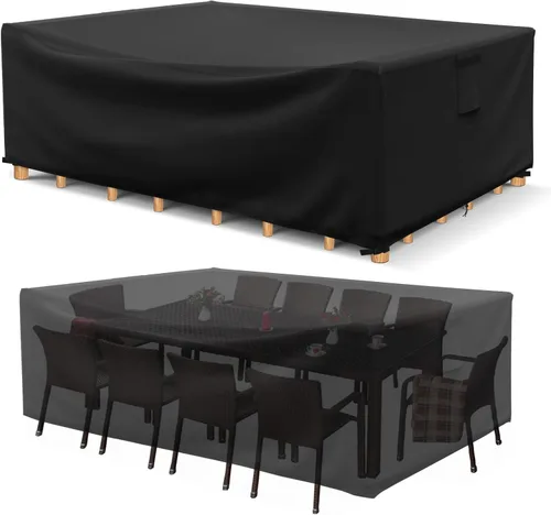 Vista 25 de Fundas para muebles de patio impermeables, resistentes 600D, fundas para muebles de exterior para sofá seccional exterior, resistente al desgarro