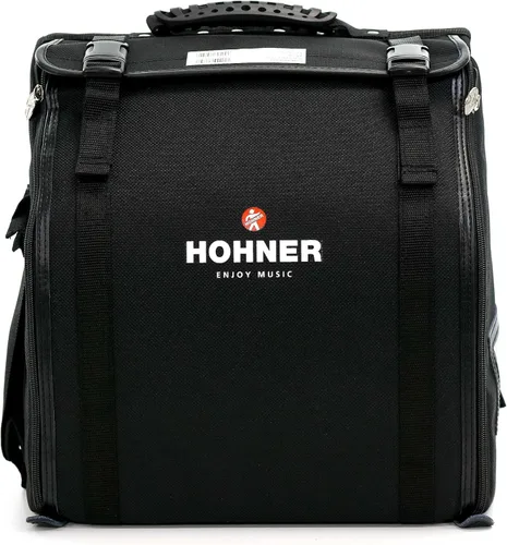Vista 4 de Hohner Compadre GCF Acordeón con bolsa de concierto (rojo)