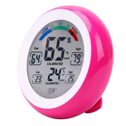 Vista 6 de Higrómetro de termómetro para interiores y exteriores,Medidor electrónico inalámbrico de humedad de temperatura,Pantalla táctil redonda Termómetro