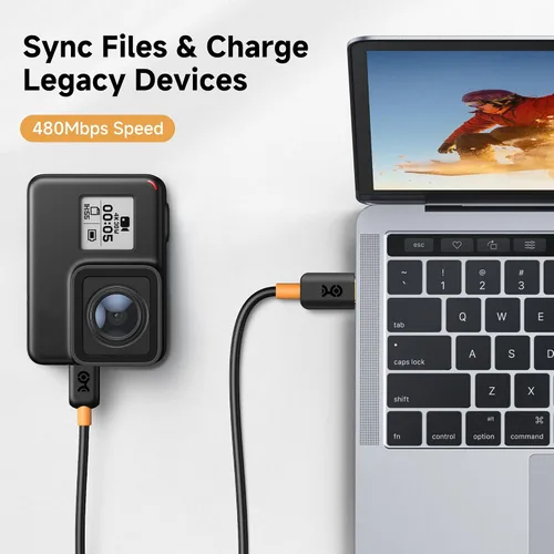 Vista 4 de Cable Matters Cable mini USB a USB C, 6.6 pies, datos de 480 Mbps, carga de 15 W, cable USBC a MiniUSB para controlador de juegos, cámara, GPS, Dash