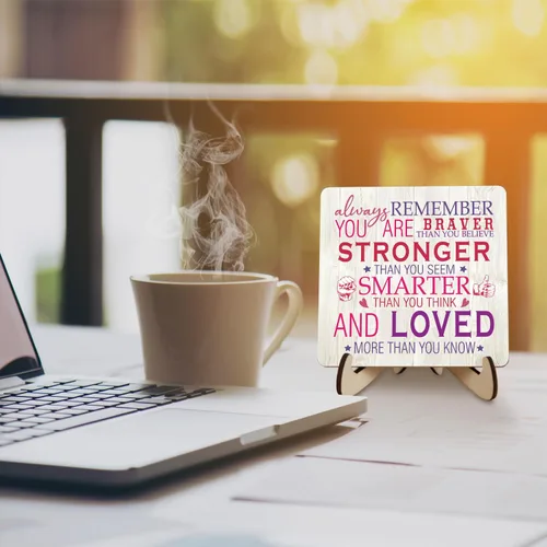 Vista 7 de Letrero de escritorio rosa inspirador para mujer, regalo de aliento para mujeres, regalos de animación, placas de madera, letreros motivacionales