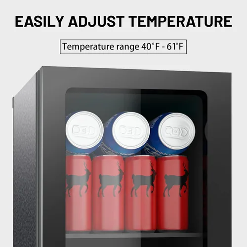 Vista 4 de Mini Refrigerador de 24 Latas - Refrigerador de Bebidas de 0.9 Pies Cúbicos con Puerta Reversible para Refrescos, Vino, Cerveza, Control