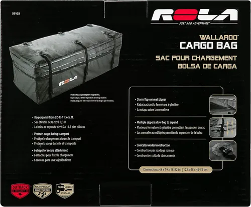 Vista 5 de Bolsa de carga para vehículo ROLA 59102 Wallaroo, impermeable, portaequipaje ampliable para acople, negro