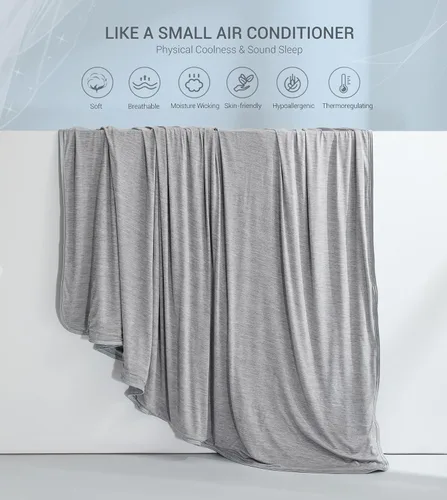 Vista 83 de Marchpower - Manta de enfriamiento para niños que duermen con calor, manta de lana fresca Arc-Chill con diseño de doble cara, fibra de enfriamiento