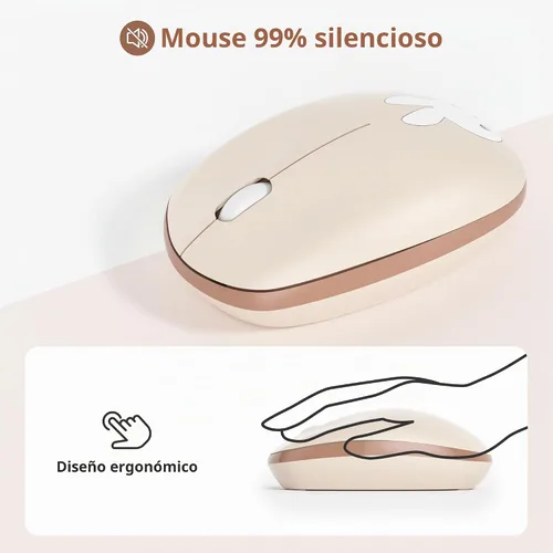 Vista 7 de Combo de teclado y mouse inalámbricos, bonito teclado de máquina de escribir con teclado numérico, teclado de tamaño completo de 2.4 GHz para PC