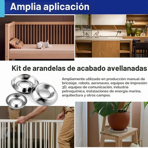 Vista 7 de Surtido de 280 arandelas con acabado avellanado, 7 tamaños SS