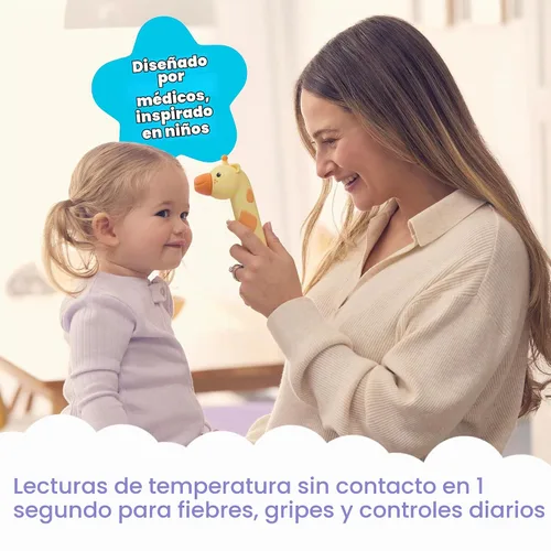 Vista 2 de Playhouse MD Termómetro de frente y oído sin contacto para bebés y niños de jirafa