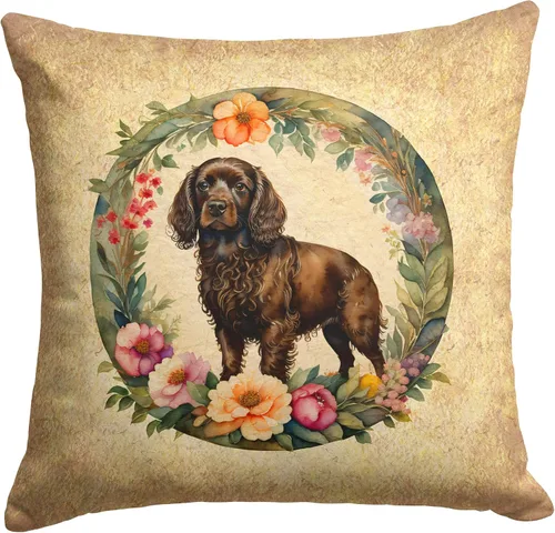 Vista 169 de Caroline's Treasures DAC2072PW1414 Affenpinscher and Flowers - Almohada decorativa de tela, lavable a máquina, para interiores y exteriores