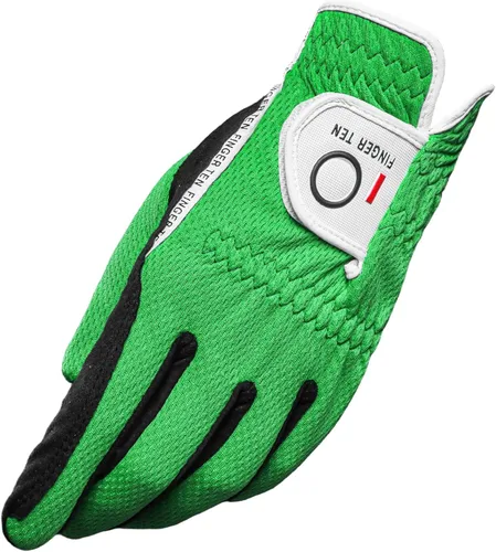 Vista 12 de FINGER TEN - Guantes de golf para hombre, agarre para lluvia, mano izquierda para diestros, 1 unidad, ajuste duradero para clima cálido, húmedo