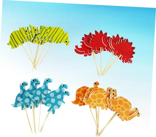 Vista 8 de 96pcs Dinosaur Cake Topper Paper Decoration Insert for Party