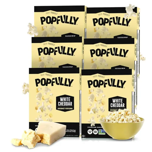 Vista 11 de POPFULLY Palomitas 94% libres de grasa totalmente explotadas, bolsas para compartir, sabor a mantequilla ligera, gran explosión, bolsas