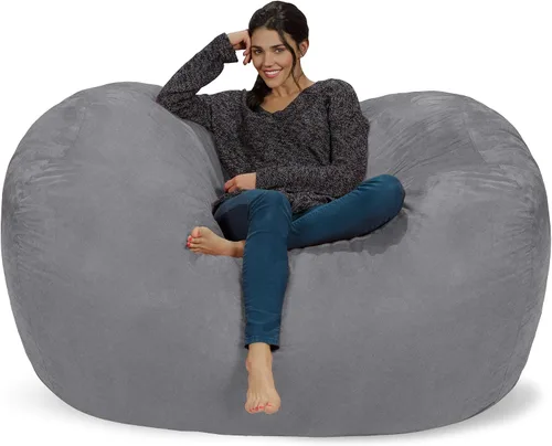 Vista 16 de Chill Sack Funda para Silla Puf, 6 pies, Microgamuza - Chocolate Microsuede - Chocolate - Solo funda