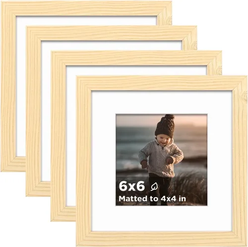 Vista 38 de KINLINK Juego de 4 portarretratos de 4 x 4, color negro, cuadrados de madera con plexiglás para 4 x 4 sin paspartú para mesa y pared