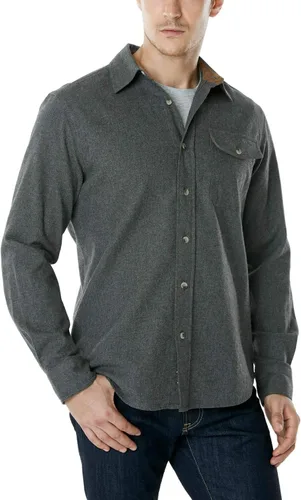 Vista 8 de CQR - Camisa de franela de algodón a cuadros con botones y manga larga para hombre, algodón cepillado suave, camisa de estilo informal