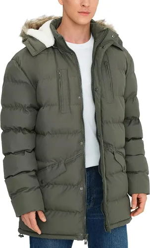 Vista 10 de Abrigos largos de invierno para hombre, cálidos, resistentes al agua, inflados, con capucha, cortavientos, aislados, chaquetas acolchadas Azul
