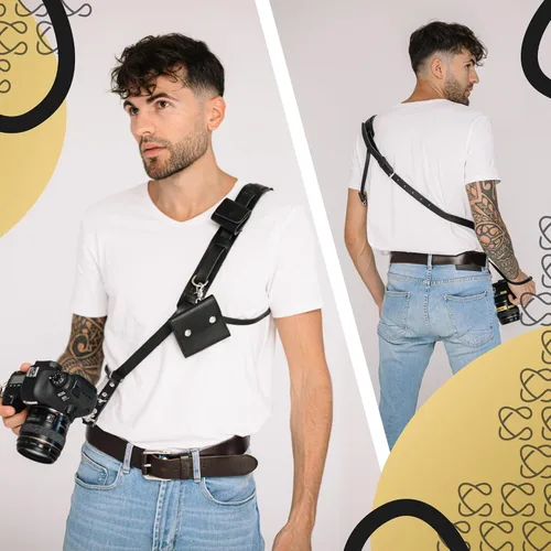 Vista 4 de C Coiro Leather Camera Strap for One Camera Professional Single Leather Harness Shoulder Strap Quick Release