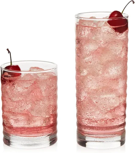 Vista 13 de Libbey Ascent Tumbler and Rocks - Juego de 16 vasos de vidrio con curvatura, juego de cristalería versátil para fiestas y más