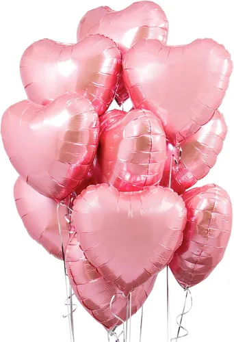 Vista 2 de KatchOn, Globos de corazón rosa claro, enormes, paquete de 18 Decoración de globos de labios rojos, decoración de San Valentín Globo de papel